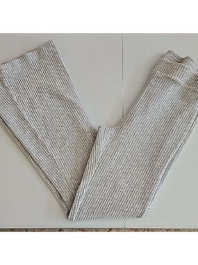 Aerie Cozy Ribbed Velour Pants in Light Gray Size M